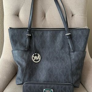 Michael Kors Charcoal Tote Bag & Wallet